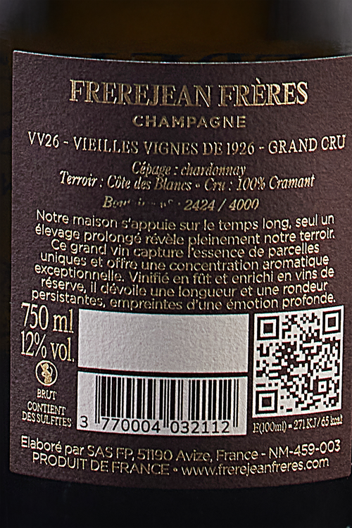 Champagne Grand Cru Brut Vv26 Vieilles Vignes