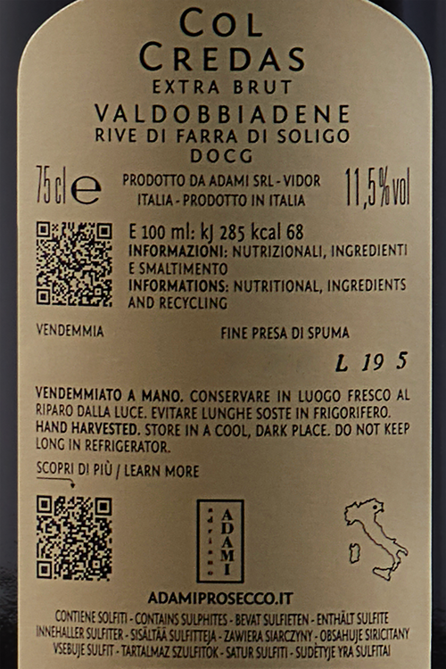 Prosecco Valdobbiadene Superiore Brut Col Credas