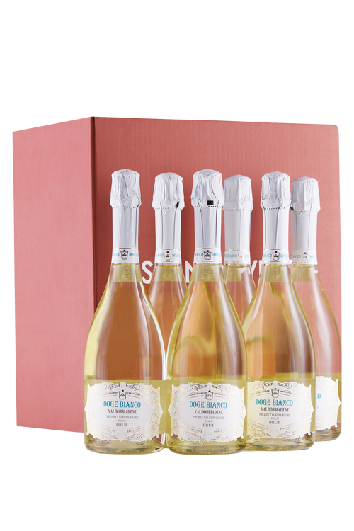 Confezione 6 bottiglie Prosecco Valdobbiadene Superiore Brut Doge Bianco