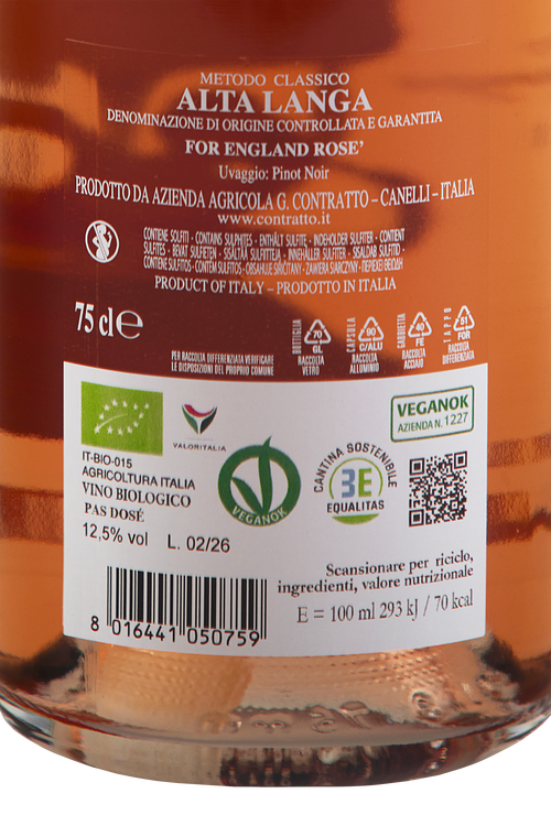 Alta Langa Ros&eacute; Pas Dos&eacute; For England Bio