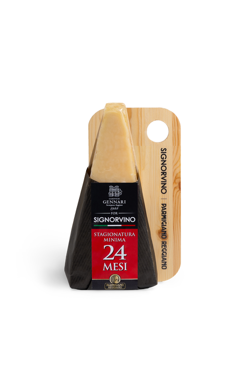 Parmigiano Reggiano 24 months with wooden cutting board