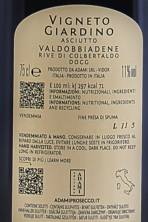 Prosecco Valdobbiadene Superiore Dry Vigneto Giardino