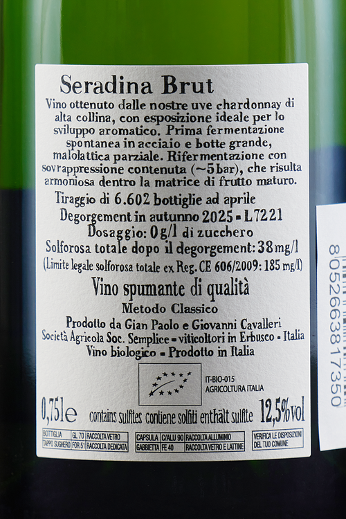 VSQ Brut Millesimato Metodo Classico Seradina Bio