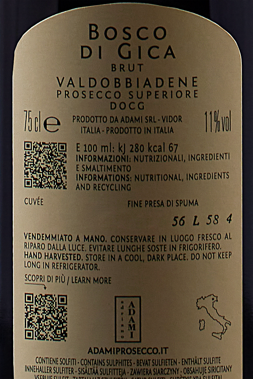 Prosecco Valdobbiadene Superiore Brut Bosco Di Gica