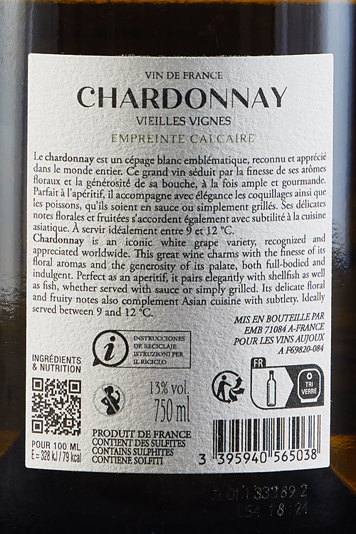Vin De France Chardonnay Empreinte Calcaire
