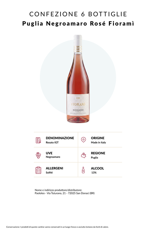 Confezione 6 bottiglie Negramaro Rosato Fiorami