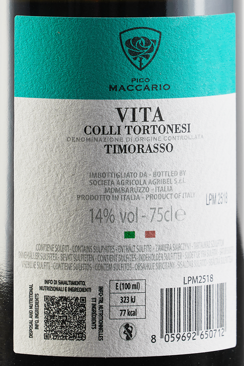 Colli Tortonesi Timorasso Vita