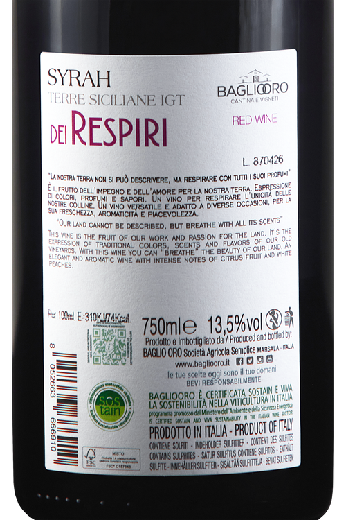 Terre Siciliane Syrah Dei Respiri