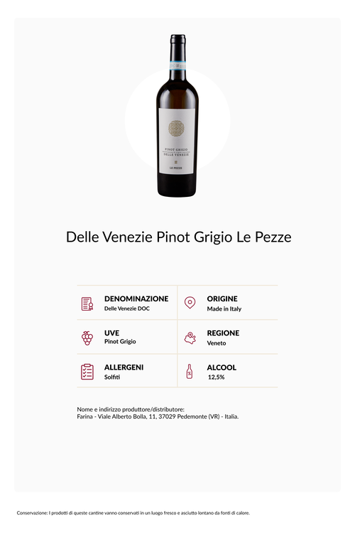 Confezione 6 bottiglie Delle Venezie Pinot Grigio Le Pezze