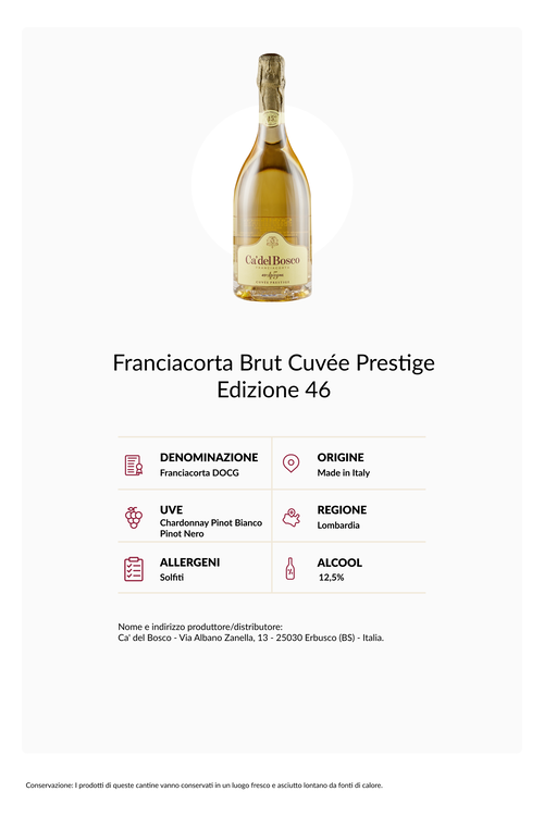 Confezione 6 bottiglie Franciacorta Brut Cuv&eacute;e Prestige Edizione 46