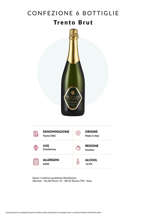 Box of 6 bottles bottiglie Trento Brut