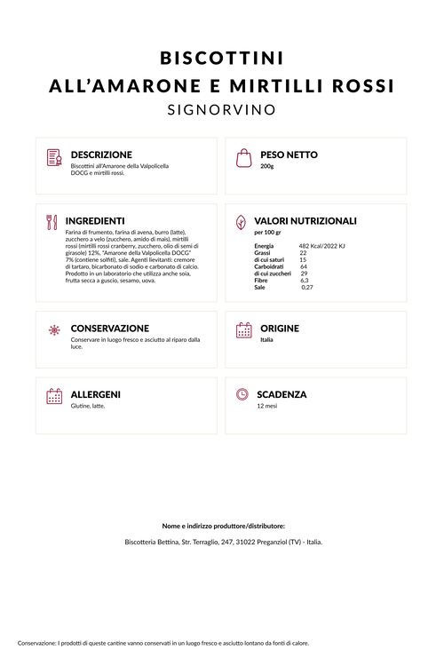 Biscottini all'Amarone della Valpolicella e mirtilli rossi