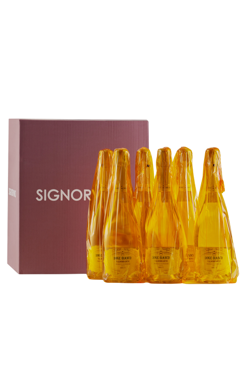 Confezione 6 bottiglie Prosecco Valdobbiadene Superiore Brut Doge Bianco Velina