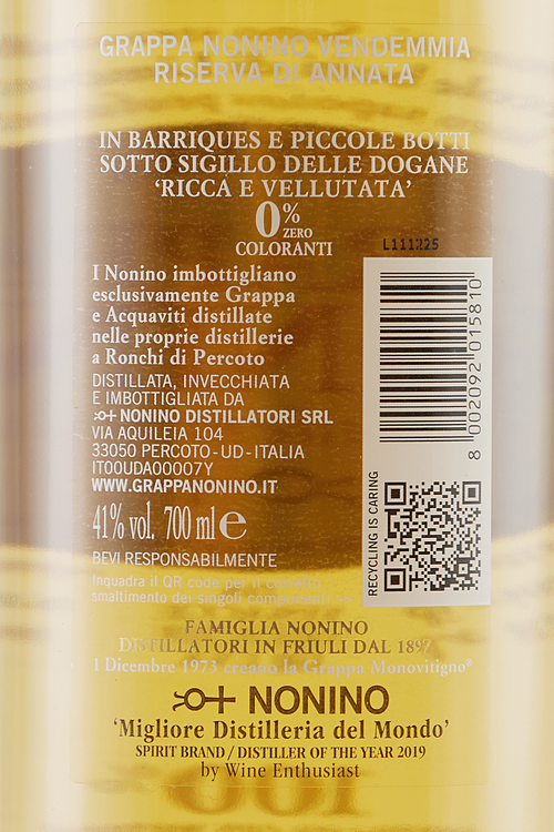 Grappa Vendemmia Riserva 18 Mesi