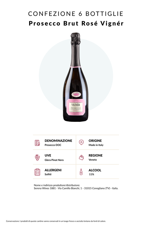 Box of 6 bottles Prosecco Ros&eacute; Vign&eacute;r