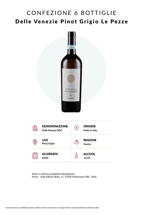 Confezione 6 bottiglie Delle Venezie Pinot Grigio Le Pezze