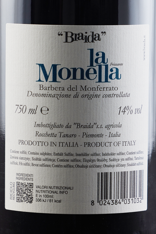 Barbera Del Monferrato Frizzante La Monella