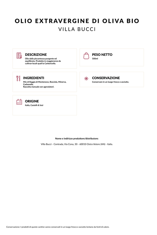 Olio Evo Villa Bucci Bio