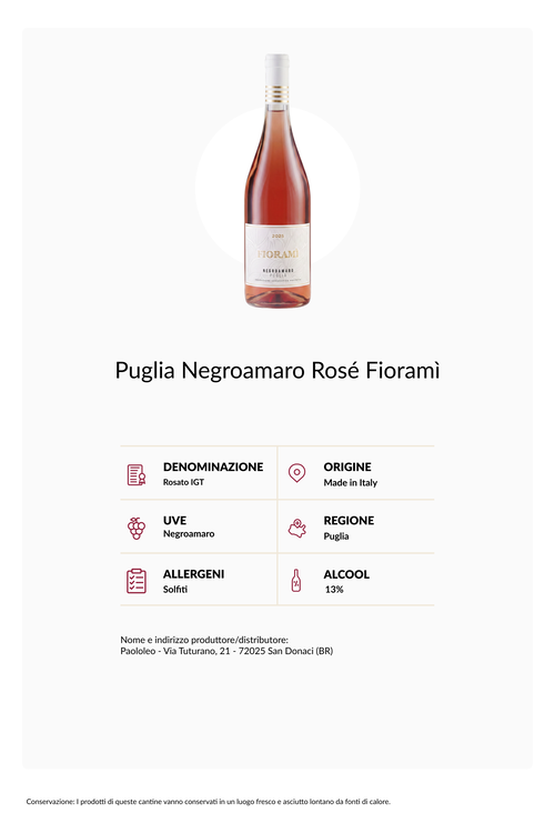 Confezione da 6 bottiglie Negramaro Rosato Fiorami