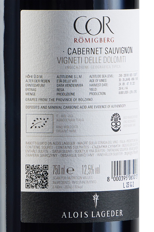 Alto Adige Cabernet Sauvignon Cor R&ouml;migberg Bio
